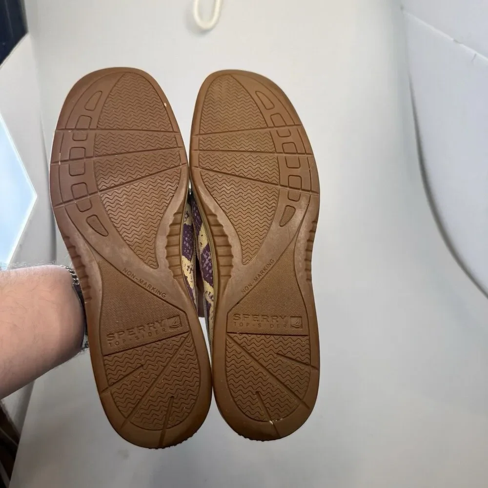 Sperry Boat Shoe Women's Size 10 Brown Purple Leather Casual Comfort Shoes EUC